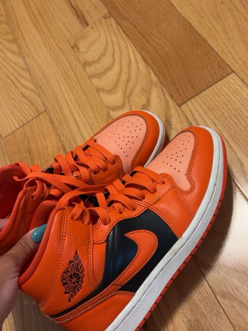 Nike Air Jordan 1 Mid Orange and Black Women's Sneakers
